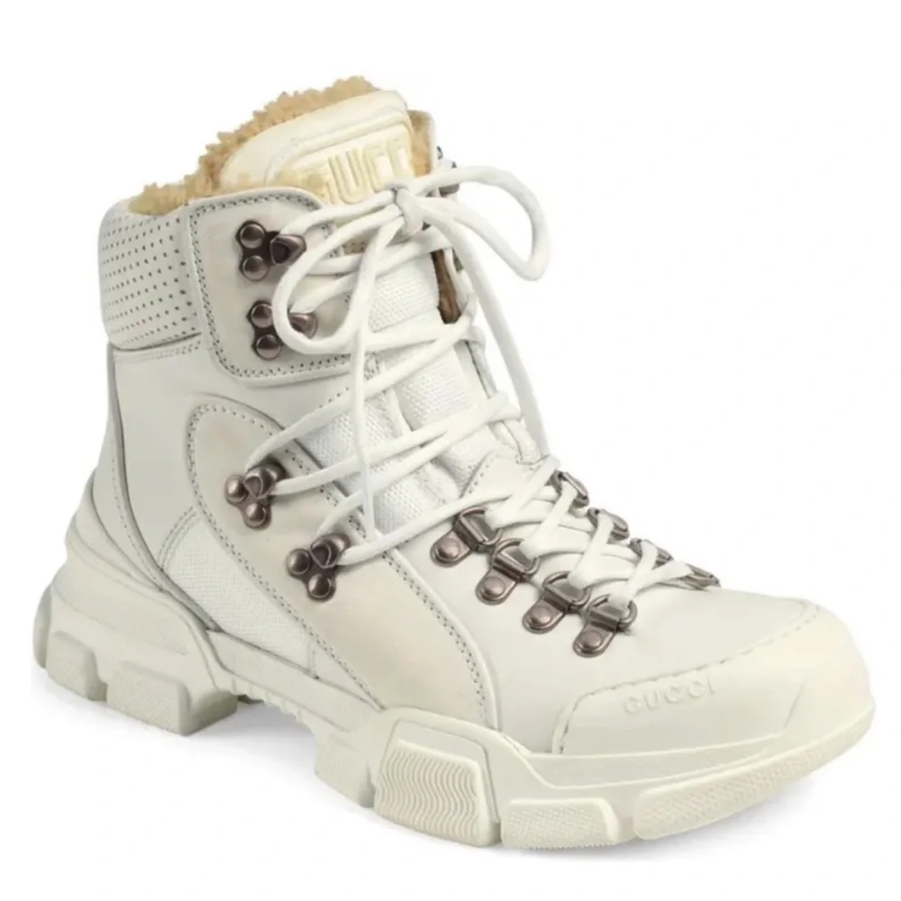 Gucci Journey FLASHTREK Leather Shearling Lug Sole Hiking Boots 38 - Picture 2 of 4